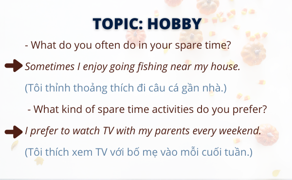 Ví dụ về mẫu câu giao tiếp - Hobby