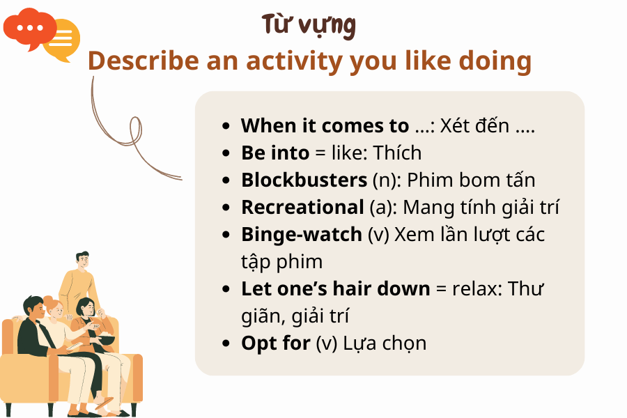 Một số từ vưng topic: Describe an activity you like doing