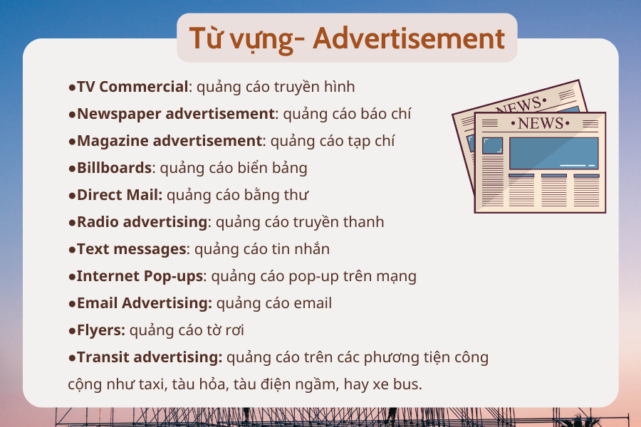 Từ vựng Advertisement Ielts speaking part 1